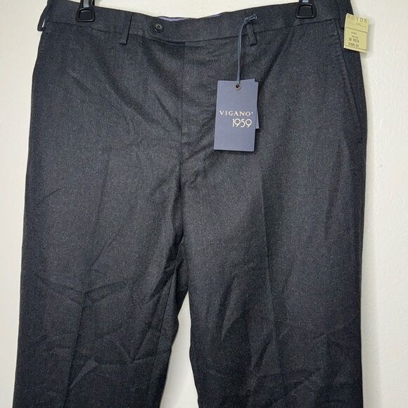 Vigano 1959 Dress Pants Mens 38 Unhemmed Dark Gray 100% Wool - Picture 6 of 10